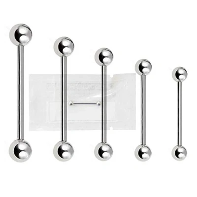 Image de WARRIOR Piercing Langue Barbell stérile Bijoux de Corps Anneau en Acier Chirurgical 316L 14G(1,6mm) avec Deux Boule 5mm Long 14 mm PLS 001(14)