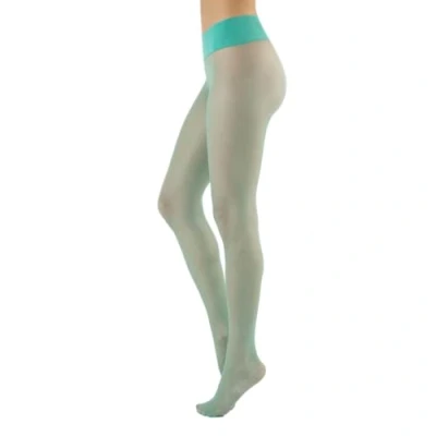 Image de CALZITALY Collant Voile, sans Coutures, Transparent, Femme 15 DEN Noir, Naturel, Bleu, Violet, Vert, Rouge, Pois S, M, L, XL, XXL Made in Italy (L Acqua Green)
