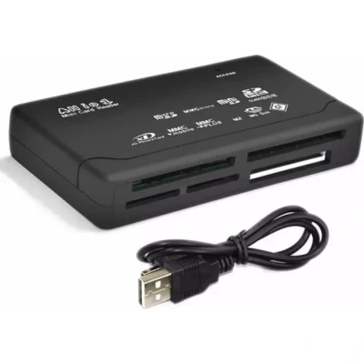 Image de Lecteur USB 2.0 All in one multi carte mémoire : Micro Mini SD / SDHC TF M2 MMC MS Duo Compact flash XD Noir