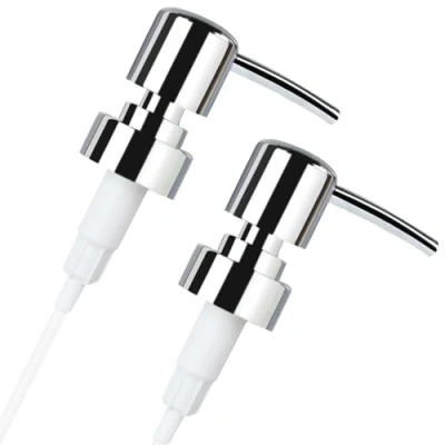 Image de 2 Pcs Pompe Savon,Pompe de Rechange,Pompe Rechange pour Distributeur Savon,Distributeur Savon,avec Filetage 28 mm,ABS (Argent Brillant)