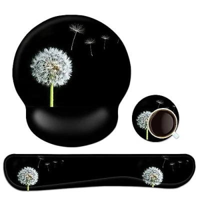 Image de Newplenty Tapis de Souris Ergonomique Repose Poignet Gel,Repose Clavier Mousse à Mémoire,sous verres,Ensemble protège poignets 3 en 1 (203)