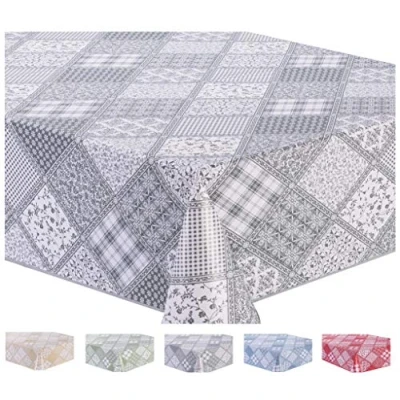 Image de Home Direct Nappe Toile cirée PVC Rectangulaire 140 x 180 cm Gris Clair