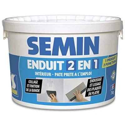 Image de Semin Enduit 2 en 1 Multifonctions Joint et Lissage Plaque de Plâtre Intérieur Seau 7 kg