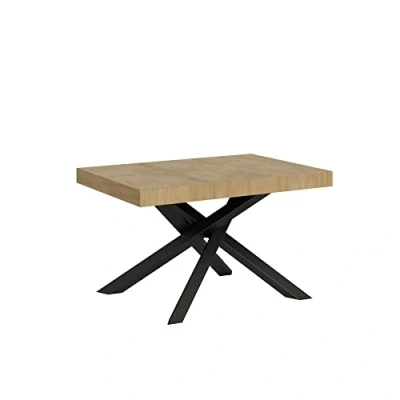 Image de Itamoby Table Volantis Extensible plateau chêne Nature 90 x 130 cm Allongé 234 châssis Anthracite