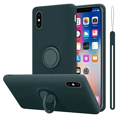 Image de Coque pour Apple iPhone X / XS en LIQUID GREEN Housse de protection Étui silicone TPU flexible avec anneau Neuf