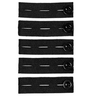 Image de Jieddey Extendeurs de Taille Elastiques, 5PCS Extension Pantalon Ceinture Réglable Elargiseur Bouton pour Jeans Pantalons Grossesse Noir