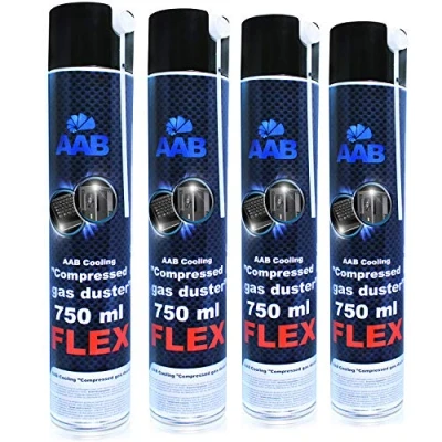 Image de AABCOOLING Compressed Gas Duster Flex 750ml 4 Pièces Air Comprimé avec Un Tube Flexible, Bombe Sec, Nettoyage PC, Computer Cleaner, Aérosol Dépoussiérant,