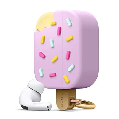Image de elago Étui Glace avec Mousqueton Compatible Apple AirPods Pro, Coque Jolie et Mignonne, 3D Design Case Cover (Myrtille)