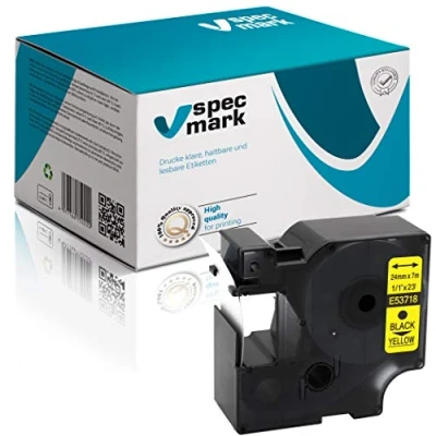 Image de specmark Compatible avec DYMO D1 53718 Ruban encreur 24 mm x 7 m Noir sur jaune pour imprimante LM Label Manager LP Point LW Writer DUO
