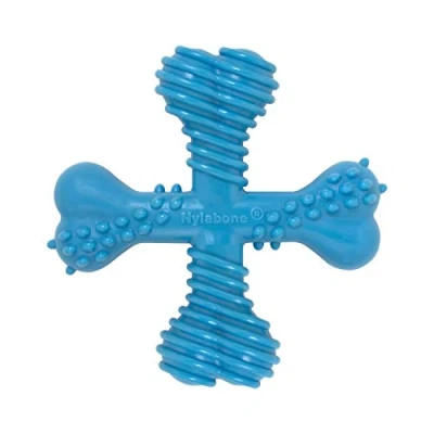 Image de Nylabone os à ronger et jouet dentaire pour les mâcheurs agressifs, en forme de X, saveur bœuf grande Convient aux chiens pesant jusqu’à 23 kilos