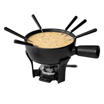 Image de Boska Set à fondue Nero/Caquelon de avec 6 fourchettes/Support en fonte/Caquelon lavable au lave vaisselle/Noir / 1 L