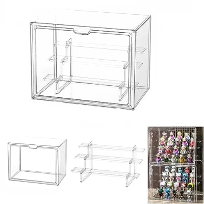 Image de Siyecioa Vitrine en Verre pour Collection, Boîte de Présentation Acrylique Transparent à 3 Niveaux Figurines Pop, Funko Mini Figurines, Objets DIY (36x23x27cm)