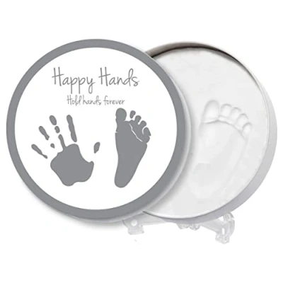 Image de Dooky Happy Hands 2D Set pour une empreinte de main ou pied bébé en souvenir (dans boîte aluminium pratique y compris la pâte à modeler douce peau et aluminium)