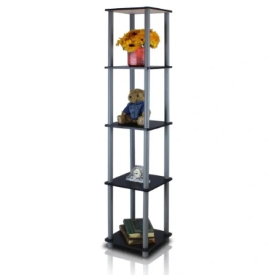 Image de Furinno Étagères sans Outils, Bois, Taille Unique, Gris Noir, One Size, 5 Niveaux