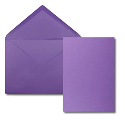 Image de Lot de 25 Cartes Avec Enveloppes simples au format A5 (14,8 x 21 cm) C5 (15,4 22 fermeture par collage humide Violet
