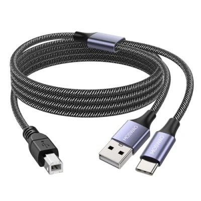 Image de MOSWAG Câble USB 2.0 MIDI d&#039;imprimante avec C vers A mâle B Scanner compatible instrument de musique,clavier MIDI, microphone