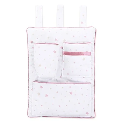Image de babybay Utensilo Sac à Couche pour Tous Modèles Blanc avec Mélange d&#039;Étoiles Sable/Framboise 1 Unité