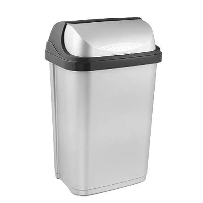 Image de keeeper Poubelle Universelle avec Couvercle Hermétique, Plastique Robuste (PP), Petite Taille, 7 L, Mats, Graphite, Argent