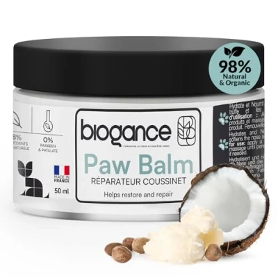 Image de Biogance Baume coussinets et truffe 50 ml produit de soin pour chien chat A base beurre karité d’huile coco Convient à toutes races chiens chats