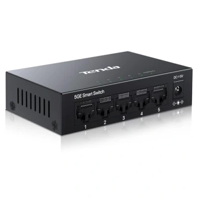 Image de Tenda TEG205E commutateur LAN géré Gigabit à 5 Ports, répartiteur Intelligent (Liaison Mac, IGMP snooping, DHCP QoS, VLAN, géré, boîtier métallique)
