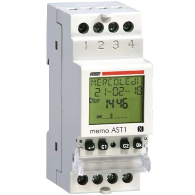 Image de VEMER VE344800 MEMO AST1 Minuterie Crépusculaire Astronomique, Interrupteur avec Interface NFC, Installation sur rail DIN, 1 Canal, Blanc