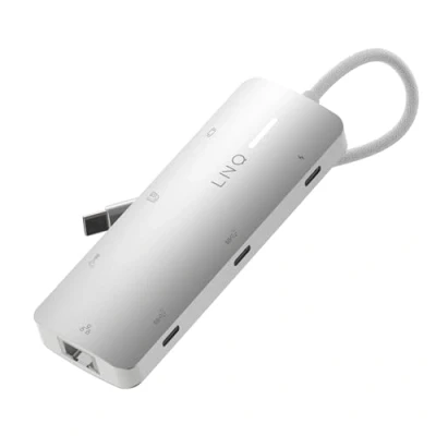 Image de LINQ Connects Hub Multiport 8 en 1 Pro C avec HDMI 4K, Ethernet et Lecteur de Cartes 10Gbps Compatible Ordinateurs Portables Tablettes