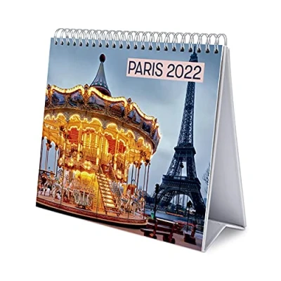 Image de Grupo Erik Calendrier De Bureau 2022 Paris 12 Mois, Janvier à Décembre 2022, 20x18x6,5 cm, 6 langues, Certifié FSC CS22026