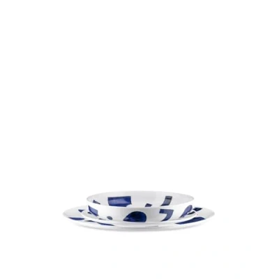 Image de Alessi Itsumo Yunoki ware NF08S12 Service d&#039;Assiettes Design, Usage Quotidien, Esthétique Minimale, en Porcelaine Blanche avec Décor Samiro Yunoki, 12 Pièces