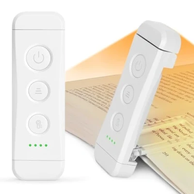Image de Glocusent Lampe de Lecture Rechargeable, au Lit, 3 Couleurs Chaudes X 5 Réglages Luminosité, Compacte et Durable, Cadeau pour les Liseuse