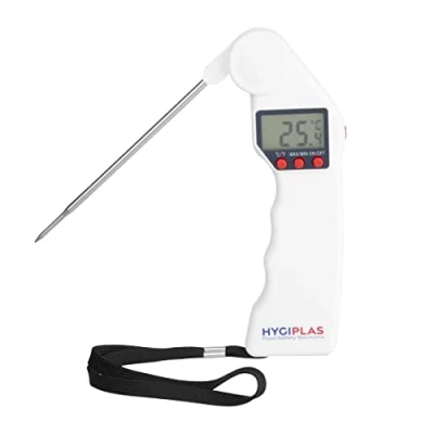 Image de Hygiplas Easytemp Thermomètre à sonde pliable blanc, plage de température : 50C 300C, temps réponse 15 secondes, pliable, 1 pile AAA requise, J242