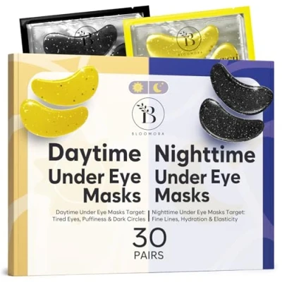 Image de Patch Yeux Anti Cernes (30 paires, Jour et Nuit), Masque avec Caféine, Collagène Acide Hyaluronique, Cernes, Eye Mask pour l&#039;hydratation les poches