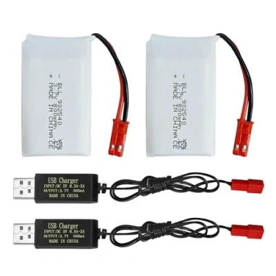Image de 2PCS 3.7V 800mAh Batterie avec Câble USB JST pour SYMA X56W MJX X400W X300C X800 HS110 HS200 S670 V950hd S1750 V2450 Avion télécommandé