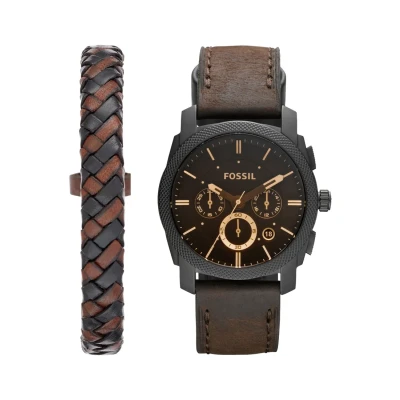 Image de Fossil Machine SET Montre, Homme, Taille: One Size, Dunkelbraun