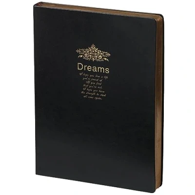 Image de Kalpa Dreams A4 avec Bordure Dorée Journal de Voyage 260 Pages Blanches Carnet pour Écrire et Dessiner Noir