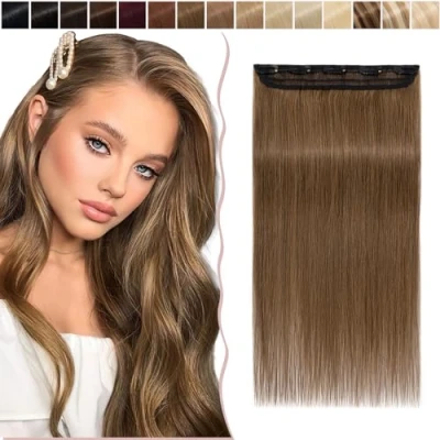 Image de SEGO Extension Cheveux a Clip Meche Une Pièce avec 5 Clips Naturel Humains 45 CM 06#Noisette [ Volume Standard ]
