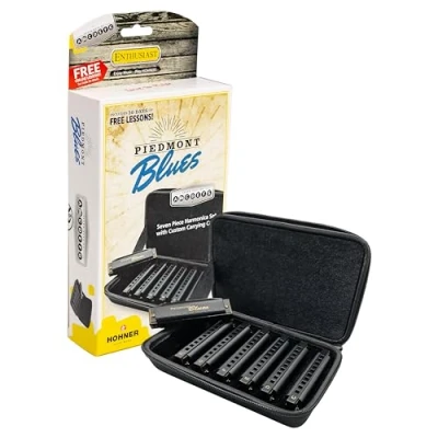 Image de Hohner Piedmont Blues 7 Harmonica avec étui en acier inoxydable (PBH7)