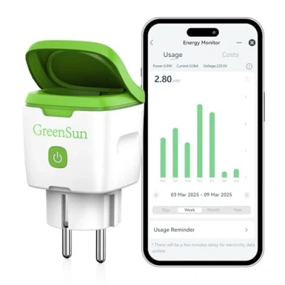 Image de GreenSun Prise Connectée Exterieure Etanche Programmateur Electrique Exterieur Compatible avec Alexa, Google Home Wifi IP44 16A 3600W Minuteur