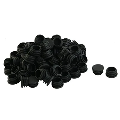 Image de sourcingmap 100pcs Bouchon Pied de Chasie Embout Capuchon Jambe Tube Insert Table Meuble Protection ronds Plastique 25 mm diamètre noir