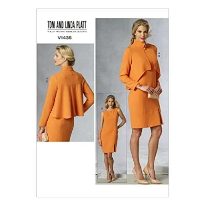 Image de Vogue Patterns 1435, Veste et Robe pour Femme, Tailles, Laine, E5 (14 16 18 20 22)
