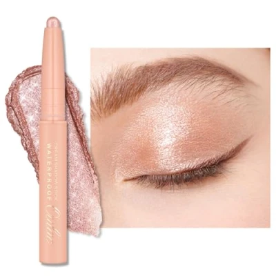 Image de Oulac Ombre à Paupières Stick Rose Automatique Fini Chatoyant, Résistant l&#039;eau et l&#039;essuyage, Tenue 16 heures+, Texture Crémeuse Soyeuse, Vegan WS02 Pink Rush