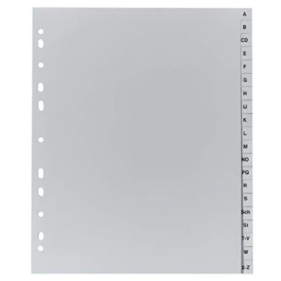 Image de Exacompta Réf 1920B Intercalaires en polypropylène gris 20 touches imprimées alphabet allemand adapté pour un classement de documents au format A4 Maxi recyclé
