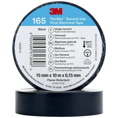 Image de 3M Temflex™ 165 165BK1E Ruban isolant Noir 10 m x 15 mm