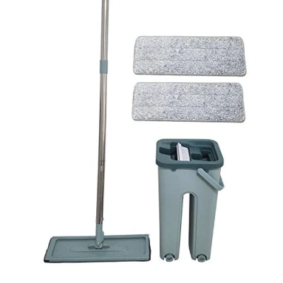 Image de AquaLaser Easy Flat Mop Seau Auto Nettoyant à double compartiment avec Balai tête pivotante et 2 lingettes Microfibre
