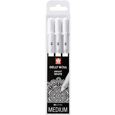 Image de Lot de 3 stylos Sakura Gelly Roll Basic, blanc, “Bright White dans un étui