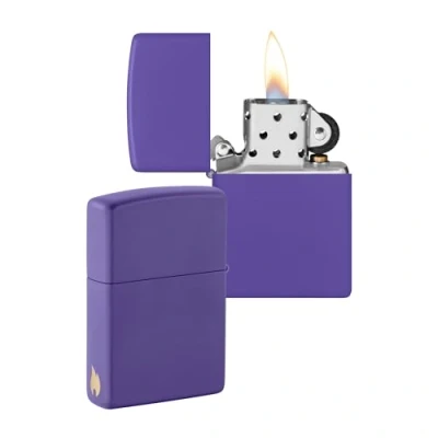Image de Zippo Modèle Flamme Purple Matte Laser Engrave Briquet Coupe Vent, Rechargeable, dans Une boîte Cadeau de Haute qualité