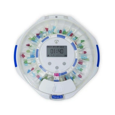 Image de Distributeur de Pilules Wi Fi 28 Compartiments avec Écran LCD Nedis Blanc