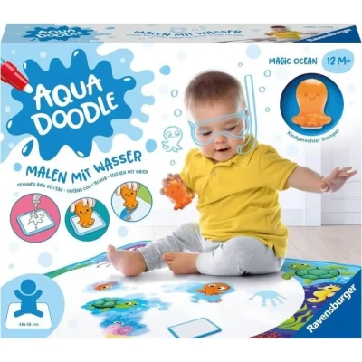 Image de Ravensburger Aquadoodle Magic Ocean 4568 découverte sans Taches avec de l&#039;eau Kit tampons Tapis en Tissu Magique pour bébés à partir 9 Mois, 04568