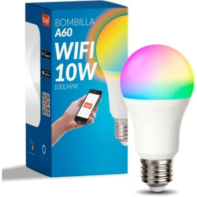 Image de M Ledme Ampoule LED intelligente WiFi A60 10W (Eq. 90 W) culot E27, pas besoin de Hub, RGB+CCT, Dimmable en intensité, Lumière blanche et colorée, compatible avec Alexa Google Home, LM7141