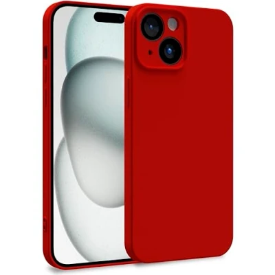 Image de MyGadget Coque Compatible avec Apple iPhone 15 Case TPU Souple &amp; Soft Doublure Microfibre Cover Protection Extra Fine Légère Rouge