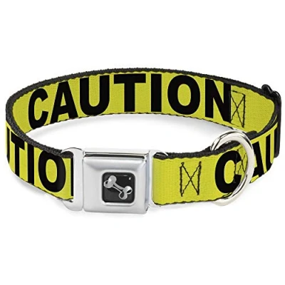 Image de Buckle Down 938,1 cm Caution Jaune/Noir Collier de Chien en Forme d&#039;os, Petite